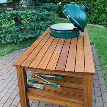 Керамический гриль  Big Green Egg L со столом из дуба – фотография 7
